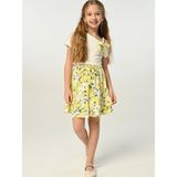 Zekids Kız Çocuk Çiçek Desenli Tek Omuz Etekli Takım - Ekru - 3 - 4 Yaş