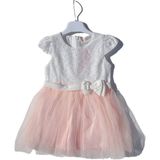 Zekids Kız Çocuk Güpürlü Tüllü Fiyonklu Tütü Elbise - Pudra - 4 Yaş