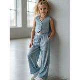 Zekids Kız Çocuk Işıltılı Yelek Pantolon Takım - Mavi - 13 Yaş