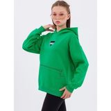 Zekids Kız Çocuk Kapüşonlu Unique Üçgen Kanguru Fermuarlı Kalın Sweatshirt - Yeşil - 11 - 12 Yaş