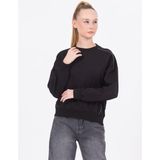 Zekids Kız Çocuk Sim Şeritli Taşlı Yarasakol Sweatshirt - Siyah - 9 - 10 Yaş