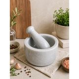 Zekmar Home Stone Doğal Mermer Havan & Tokmak Seti – Gri | Mutfak ve Baharat Öğütücü (12 cm çap / 6,5 cm yükseklik )
