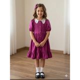 Zel Hazır Yaka Vintage Çocuk Elbise - 6 - 7 Yaş - 002-Fuşya