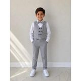 Zelhan Junior Erkek Çocuk Yelekli Smokin Takım - 9 Yaş - Gri