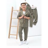 Zelhan Kids Erkek Çocuk Keten Takım Elbise - 12H-Yeşil - 4 - 5 Yaş