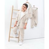 Zelhan Kids Erkek Çocuk Keten Takım Elbise - Akaju - Bej - 5 - 6 Yaş