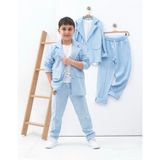 Zelhan Kids Erkek Çocuk Keten Takım Elbise - Bebe Mavi - 8 - 9 Yaş