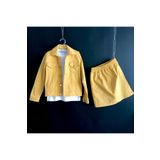 Zelhankids KIZ ÇOCUK CEKETLİ ŞORT ETEK TAKIM EKRU 7-8 Yaş