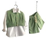 Zelhankids KIZ ÇOCUK KETEN ŞORTLU TAKIM SU YEŞİLİ 4-5 Yaş