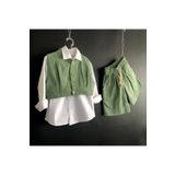 Zelhankids KIZ ÇOCUK KETEN ŞORTLU TAKIM SU YEŞİLİ 5-6 Yaş