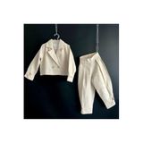Zelhankids KIZ ÇOCUK KETEN TAKIM ELBİSE BEJ 7-8 Yaş