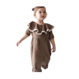 Zelhankids Kız Çocuk Müslin Kumaş Tulum (Çantalı), Kahverengi, 2-3 Yaş