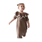 Zelhankids Kız Çocuk Müslin Kumaş Tulum (Çantalı), Kahverengi, 3-4 Yaş