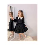 Zelhankids Kız Çocuk Wednesday Elbise, Siyah, 4-5 Yaş
