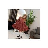 Zelhankids Prenses kesim Bebe Yaka Fırfırlı. Ekoseli Kız Çocuk Elbise