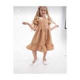 Zelhankids Wednesday Hazır Yaka Vintage Çocuk Elbise, Bej, 5-6 Yaş