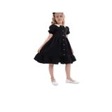 Zelhankids Wednesday Hazır Yaka Vintage Çocuk Elbise, Siyah, 9-10 Yaş
