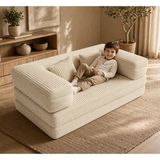 Zelis Mobilya 140X70 cm Modüler Çocuk Koltuğu - Fonksiyonel Oyun Minderi ve Kanepe Tamamen Sünger - Krem