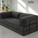 Zelis Mobilya 90*200CM Kanepe, Fitilli Kadife, Yıkanır, Silinir, Dinlenme Koltuğu, Yatak,lego Koltuk - Siyah - Füme