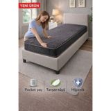Zelis Mobilya PureSleep Paket Yaylı Antrasit Tavşan Tüyü Dokulu Hijyenik Ortopedik Yatak