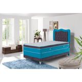 Zelis Mobilya Tek Kişilik Lüx Bengisu Set Yatak + Baza + Başlık + Yatak Pedi - 90 x 190 cm - Mavi