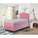 Zelis Mobilya Tek Kişilik Lüx Zelis Set Yatak + Baza + Başlık + Yatak Pedi - 90 x 190 cm - Pembe