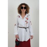 Zelish My Sister Beyaz Nakışlı Uzun Tunik Gömlek - 36 - 38