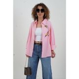 Zelish My Sister Pembe Kuş Nakışlı Gömlek - Pembe