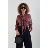 Zelish My Sister Vintage Floral Boyundan Bağlamalı Gömlek - 34 - Bordo