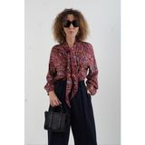 Zelish My Sister Vintage Floral Boyundan Bağlamalı Gömlek - 36 - Bordo