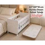 Zelmira 60*120 cm Anne Yanı Sallanan Beşik Ahşap Park Beşik Anne Yanı Yatak Hediyeli - Beyaz