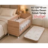 Zelmira 60*120 cm Anne Yanı Sallanan Beşik Ahşap Park Beşik Anne Yanı Yatak Hediyeli - Meşe
