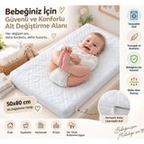 Zelmira Bebek Alt Değiştirme Süngeri Yıkanabilir Kılıflı Alt Değiştirme Minderi Park Yatak - 50 x 80 cm - Beyaz