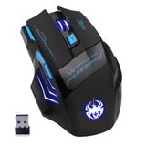 zelotes Kablosuz Fare, 2400DPI, 7 Düğme, USB Alıcılı 2,4 GHz, LED Aydınlatma, Ergonomik Tasarım, Bilgisayar, Mac, Dizüstü Bilgisayar için Kablosuz Oyun Faresi, Siyah
