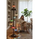 ZEM ARİS HEDİYELİK El Yapımı Otantik Mozaik Lambader 7 li (6+1 Camlı)