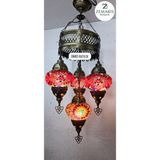 Zemaris Hediyelik El Yapımı Otantik Mozaik Avize 4 Lü - Bordo - Kırmızı