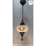 Zemaris Hediyelik El Yapımı Otantik Mozaik Şarjlı Sarkıt Avize(Büyük Camlı) - Beyaz
