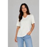 Zemci Kadın V Yaka Bluz Viskon Tshirt - Ekru