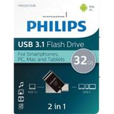 Zemheri Philips FM32DC152B/00 32GB 2 In 1 Type-C/usb 3.1 Siyah Gri USB Bellek - hafıza kart