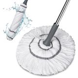 Zemin Temizliği için Kendinden Sıkmalı Bükümlü Paspas, Mutfak, Parke, Restoran, Banyo, Garajlar, Depolar, Ofis için Üst Parlatma Pedi ile 64 inç Uzun Saplı Mikrofiber Zemin Paspası