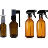Zemira 2 Adet 50 ml Ağız Sprey, 30 ml Burun Sprey 2 Adet, 250 ml Sprey 2 Adet Boş Amber Renk Cam Set Şişe - 1 Adet - (ClearEyelets)Black-RadiantOrchid