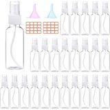 Zemira 24 Adet Sprey Şişesi 2 Oz / 55 ml Şeffaf Boş Mini Buhar Sprey Şişeleri Doldurulabilir Kap Cep Boyut - 1 Adet - (ClearEyelets)Black-RadiantOrchid