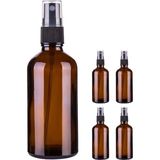Zemira 4 Adet 100 ml Amber Kapaklı Siyah Sprey 100 cc Fısfıs Kolonya Dezenfektan Kahverengi Cam Şişe - 000-Siyah