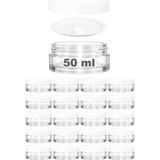 Zemira 50 ml Kapaklı Kozmetik Kavanozu 50 cc Şeffaf Cam Kavanoz (20 Adet, Plastik Beyaz Kapak) - 000-Siyah