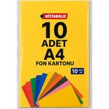 Zemira A4 Renkli Fon Kartonu 23 x 34 cm 10 Renk - --