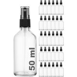 Zemira Afracam Şeffaf 50 ml Plastik Kapaklı Siyah Sprey Fısfıs Kolonya Dezenfektan Cam Şişe 30 Adet - 1 Adet - (ClearEyelets)Black-RadiantOrchid