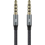 Zemira Bix BXAU3C Hi-Fi 3.5mm Örgülü Aux Ses Kablosu 24K Altın Kaplama, Araç Ses Sistemi, Tv, Hoparlör, Ku - Ahşap