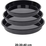 Zemira Cook-Lab 20-30-40 cm 3'lü Siyah Parlak Emaye Yuvarlak Fırın Tepsi Seti Siyah 30 cm - 10 cm - 001-Renkli