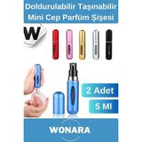 Zemira Deluxe Seri Koku Şişesi Doldurulabilir Portatif Çanta Içi Küçük Cep Parfüm Şişesi 5 ml 10 Adet - 000-Siyah