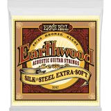 Zemira Ernie Ball Earthwood Silk & Steel Ekstra Yumuşak Akustik Gitar Telleri, 80/20 Bronz, Ölçü 10-50 - 0-Koyu Mavi